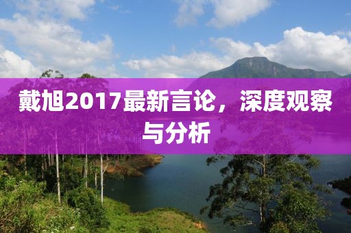 戴旭2017最新言論，深度觀察與分析