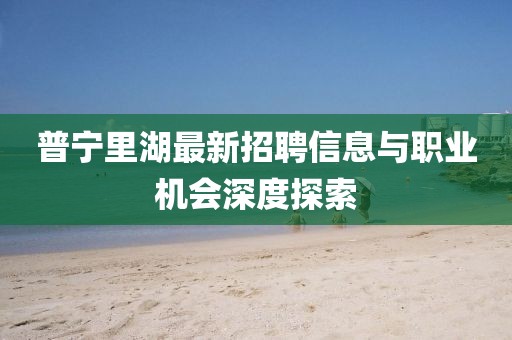 普寧里湖最新招聘信息與職業(yè)機(jī)會深度探索