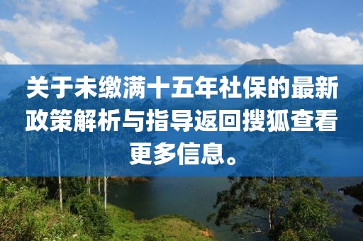 關(guān)于未繳滿十五年社保的最新政策解析與指導(dǎo)返回搜狐查看更多信息。