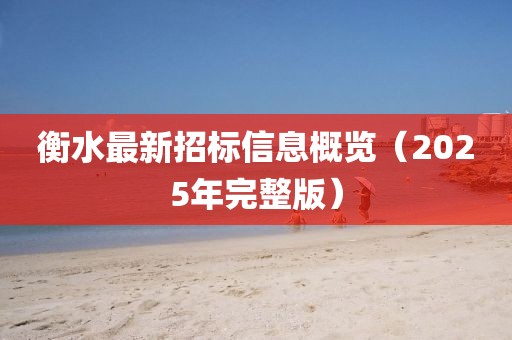 衡水最新招標(biāo)信息概覽（2025年完整版）