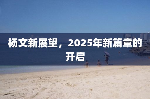 楊文新展望，2025年新篇章的開(kāi)啟