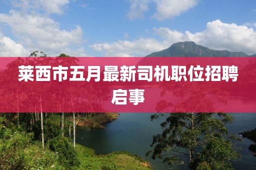 萊西市五月最新司機職位招聘啟事