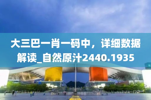 大三巴一肖一碼中，詳細(xì)數(shù)據(jù)解讀_自然原汁2440.1935