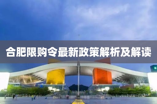 合肥限購令最新政策解析及解讀